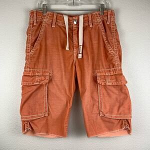 True religion orange corduroy cargo shorts